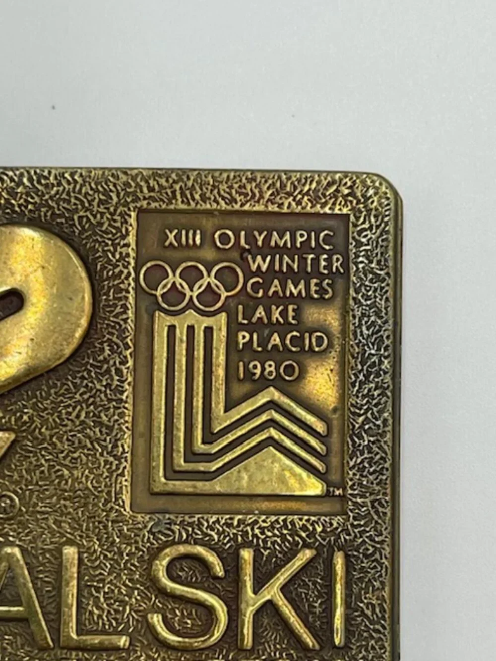 K2 Ski Brass Belt Buckle Lake Placid 1980 Olympic 2.5